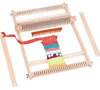 goki 58288 - schoolweeflijst 25 cm, groot houten weefframe met weven en 2 websch