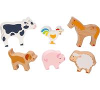 goki 58320 - dierenset boerderij van hout - 6 boerderijdieren in kin (US IMPORT)