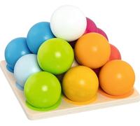 goki 58335 Stacking and Sorting Game Ball Pyramid Made of Wood, Promote Hand-Eye Coordination and Fine Motor Skills, Classic Game, Stacking Colourful Balls, 15 cm x 15 cm, Set of 14, from 1 Year