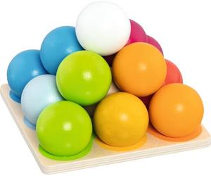 goki 58335 Stacking and Sorting Game Ball Pyramid Made of Wood, Promote Hand-Eye Coordination and Fine Motor Skills, Classic Game, Stacking Colourful Balls, 15 cm x 15 cm, Set of 14, from 1 Year