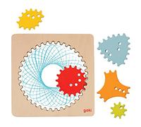 goki 58440 Spirograph Wooden 6-Piece 13 × 13 cm - Creative Drawing Set with Colourful Gears, Geometric Patterns, Ages 4+