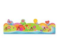 Goki 60653 Flower Power Children's Coat Rack with 4 Coat Hooks and Bright Colourful Pop-Up Motifs, Wooden Children's Coat Rack with Function