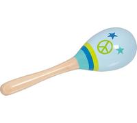 goki 61843 - Maracas Peace - Wooden Musical Instrument for Children, 20 cm, Light Blue