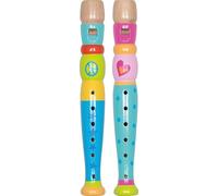 goki 61846 4-Piece Recorder Set - 2 x Pink, 2 x Blue - Wooden Play Flute for Children from 5 Years in Retro Design, Length 20 cm