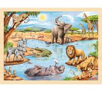 Goki Puzzle - African Savannah 57347 - 96 Wooden Pieces, Multicolor