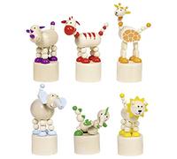 Goki 53917 Animals, Press 'N Shake Figures, Africa Designs, Wood, Mixed