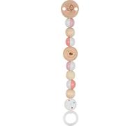 goki baby 65335 Dummy Chain Bird Made of Wood, Cute Bird Motif in Pink on The Wooden Elements, Includes Clip for Attaching to Clothes, Made in Germany, 21 cm Long, from Birth