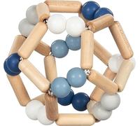 goki baby 65345 - Grasping Toy Ball Made of Wood and Silicone for Babies - Made in Germany, Blue, Boys, Natural Motor Skills Toy to Promote Gripping Reflex and Language Development, from Birth
