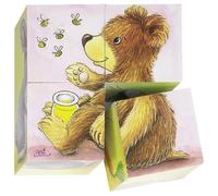 Goki Baby Animals Puzzle Cubes Picture Building Blocks Childrens Learning Toy