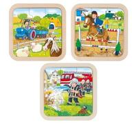 Goki - Boerderijkant, brandweerpuzzels van hout, meerkleurig (57382) (US IMPORT)