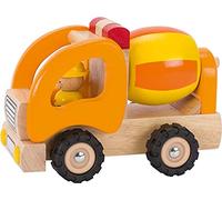 Goki Cement Mixer 55926, Wooden Push-Along Kids Toy Vehicle, Large Yellow