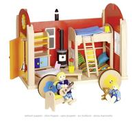 Goki Dolls Caravan Playset w/ Accessories Wood Childrens Kids Toy - 23 Pieces