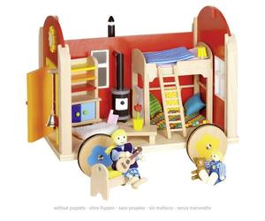 Goki Dolls Caravan Playset w/ Accessories Wood Childrens Kids Toy - 23 Pieces