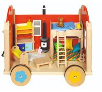 Goki Doll's Caravan With Accessoires 23 Pieces in Red | Size: 1 Pack Goki Red 1 Pack