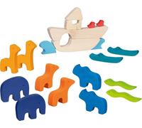 goki Evolution 51454 - Noah's Ark Wooden Design Game - 21-Piece Wooden Toy with Animals and Ship - Made in Europe