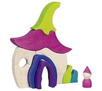 goki Evolution 58328 Wooden Fairy House, Wooden Play Set with Water-Based Colours, Promotes Motor Skills and Creativity in Preschool Children, Made in Europe, 20 cm x 3 cm x 26 cm, Set of 10, from 5