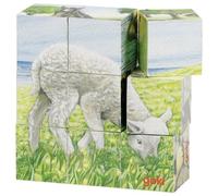 Goki Farm Animals Puzzle Cubes Picture Building Blocks Childrens Learning Toy