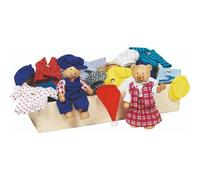 Goki Flexible Bear Puppets Dolls Dress-Up Box Playset Childrens Toy - 8 Outfits