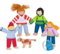 Goki 6 Piece Camping Family Set Of 4 Flexible Wooden Figures For Ages 3+