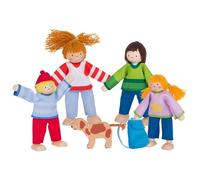 Goki Flexible Wooden Puppets Camping Family Figure Set Dog Childrens Kids Toy