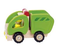 Goki Garbage Truck Rubbish Lorry Green Push Along Vehicle Childrens Kids Toy Car
