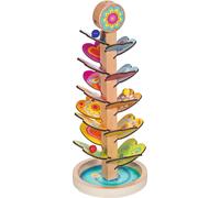 goki 53762 Sound Cascade "The Sound of My Heart" Wooden Marble Run with Sound Wings and 3 Glass Marbles, Large 40 cm Sound Pagoda, from 3 Years