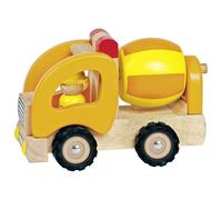 Goki Large Cememt Mixer Wood Push Along Vehicle Yellow Chidrens Kids Toy Car