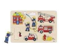 Goki Lift-Out Wooden Fire-Brigade Puzzle Fireman Fire Engine Childrens Kids Toy