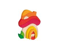 Childrens Wooden Stacking Tower Mushroom House Kids Colourful Wood Toy Playset