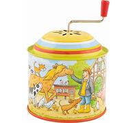 Goki Musikspieldose, Bauernhof, Melodie: Old McDonald had a farm: H = 10.5 cm, Ø 8 cm, Blech, per Stück
