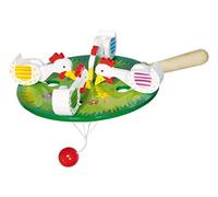 GOKI 4 Pecking Chicken, Weiß Mit Rot Und Gelb