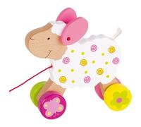 Goki Pull-Along Sheep w/ Wheels Colourful Wooden Childrens Kids Motor Skills Toy