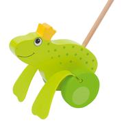 Goki Push Along Frog Prince King w/ Wheels Wooden Childrens Kids Motor Skills To