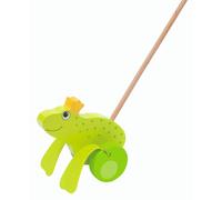 Goki Push Along Frog Prince King w/ Wheels Wooden Childrens Kids Motor Skills To