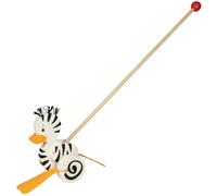 Goki Push Along Zebra-Duck w/ Wheels Wooden Childrens Kids Motor Skills Toy