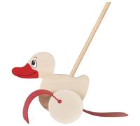 Goki Push Along Duck w/ Classic Waddle Wooden Childrens Kids Motor Skills Toy