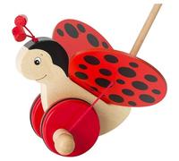 Goki Push Along Ladybird w/ Weels Wooden Childrens Motor Skills Toy Walk Run