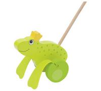 Goki Push Along Frog Prince King w/ Wheels Wooden Childrens Kids Motor Skills To