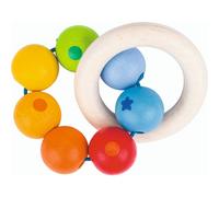 Goki Rainbow Wooden Grasping Ring Rattle
