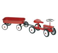Goki Metal Tractor and Trailer, red