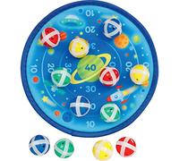 Goki Velcro Dartboard Space, Diameter = 25 cm, Fabric, Plastic, 12 Velcro Balls, Multi-Coloured, Fun Game For Kids 3+