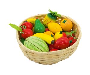 Goki Wooden 23 Piece Fruit in a basket