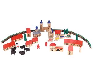 Goki Wooden 46 Piece My Little Village in Wooden Box | Size: 1 Pack Goki Multicolor 1 Pack