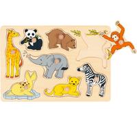 Goki Wooden 8 Piece Wild Baby Animals Lift Out Puzzle | Size: 1 Pack Goki Multicolor 1 Pack