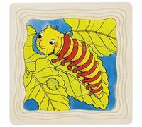 Goki Wooden Caterpillar to Butterfly Puzzle Layered Colourful Childrens Kids Toy