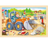 Goki Wooden Construction Site Insert Puzzle, 24 Pieces, 3+ Years, 30 x 20 cm