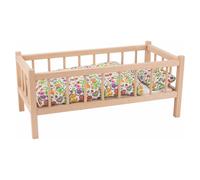 Goki Wooden Dolls Bed Childrens Imaginative Role-Play Small World Nurturing Toy