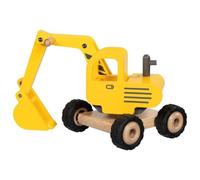 Goki Wooden Excavator Digger Yellow Construction Vehicle Childrens Kids Toy