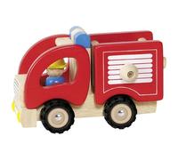 Goki Wooden Fire Engine Emergency Services Vehicle Push Along Childrens Kids Toy