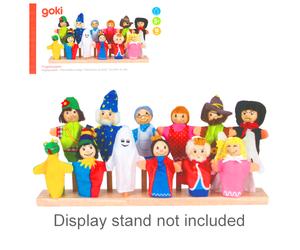 Goki Wooden Head Finger puppets - 12 Pieces - 3+ Years